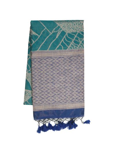 Gracecharm Kota Tussar Leaf Vein Jaal Geometric Trellis Pallu Saree