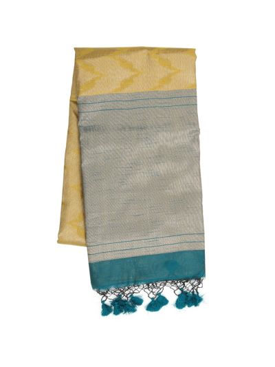 Gracecharm Kota Tussar Serrated Zigzag Temple-Edge Pallu Saree