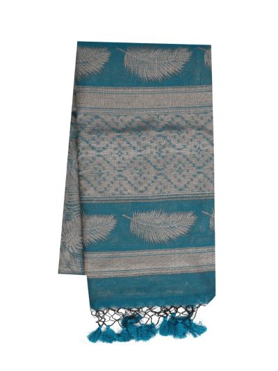 Gracecharm Kota Tussar Leaf Jaal Feather Border Trellis Pallu Saree