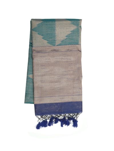 Gracecharm Kota Tussar Triangle Tessellation Broken-Line Pallu Saree