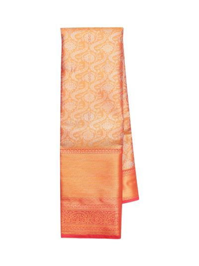 Gracecharm Tissue Soft Silk Floral Vine Jaal Medallion Zari Border Saree