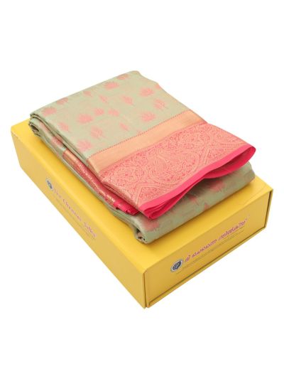 Gracecharm Uppada Silk Leaf Butta Check Paisley Border Saree