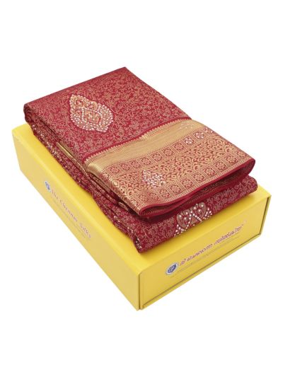 Gracecharm Pure Silk Floral Jaal Stone Butta Floral Border Saree