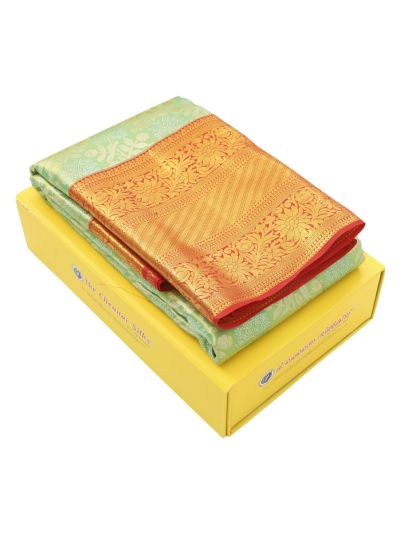 Gracecharm Pure Silk Floral Cluster Jaal Lattice Pallu Floral Border Saree