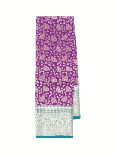 Gracecharm Gift Art Silk Floral Leaf Vine Diamond Floral Lattice Pallu Saree