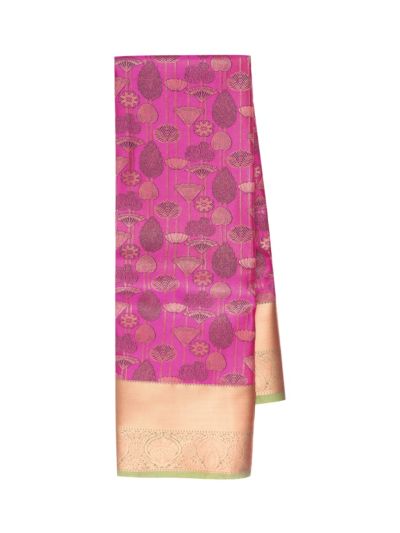 Gracecharm Gift Art Silk Botanical Sprig Teardrop Medallion Pallu Saree