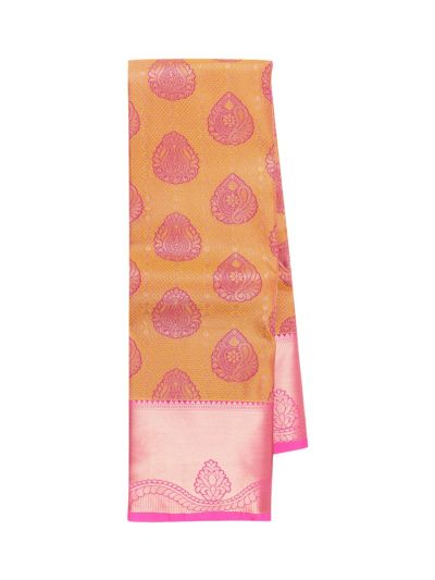 Gracecharm Gift Art Silk Floral Butta Teardrop Medallion Pallu Saree