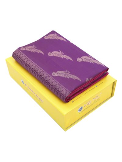 Gracecharm Pure Soft Silk Paisley Butta Parrot Motif Pallu Saree