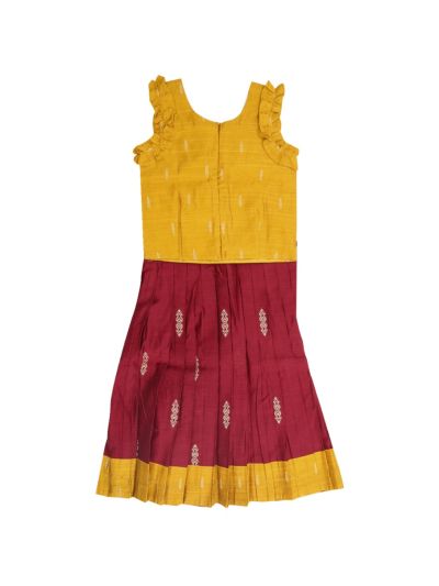 Kutty Kanmanie Girls Poly Cotton Ruffle Trim Top and Skirt Set