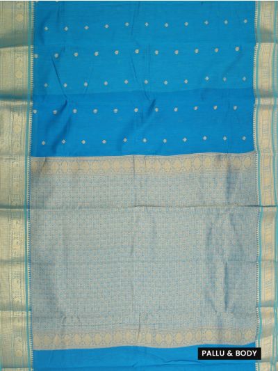 GraceCharm Semi Kora Cotton Dual Butta with Grid Brocade Pallu Saree