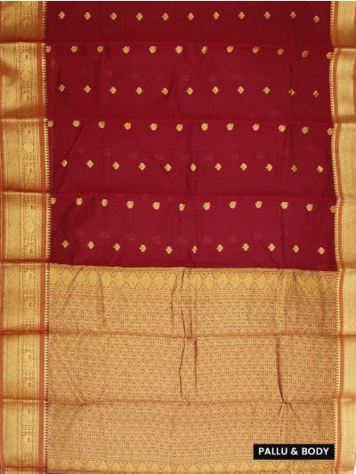 GraceCharm Semi Kora Cotton Twin Butta with Grid Brocade Pallu Saree
