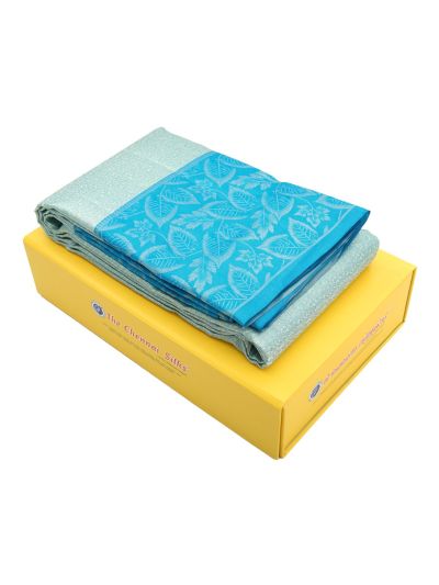 Vivaha Pure Silk Kanchipuram Leaf Motif with Geometric Pallu Saree