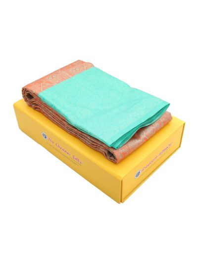 Vivaha Pure Silk Kanchipuram Geometric Motif with Floral Border Saree