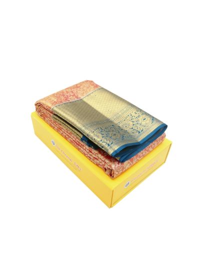Vivaha Tissue Silk Wedding Kanchipuram Floral Jaal Diagonal Zari Pallu Saree