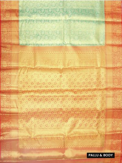 Vivaha Tissue Silk Wedding Kanchipuram Floral Jaal Contrast Zari Border Saree