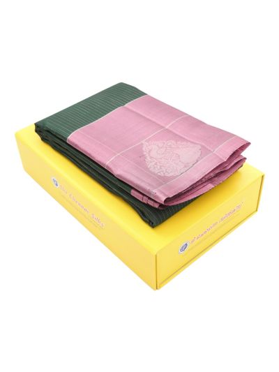 Gracecharm Pure Soft Silk Pinstripe Paisley Pallu Contrast Border Saree