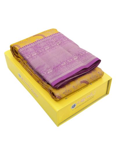 Vivaha Pure Silk Wedding Kanchipuram Floral Leaf Motif Paisley Pallu Saree