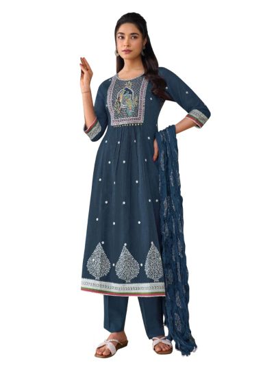 Graceful Muse Readymade Peacock Jharokha Embroidered Salwar Kameez