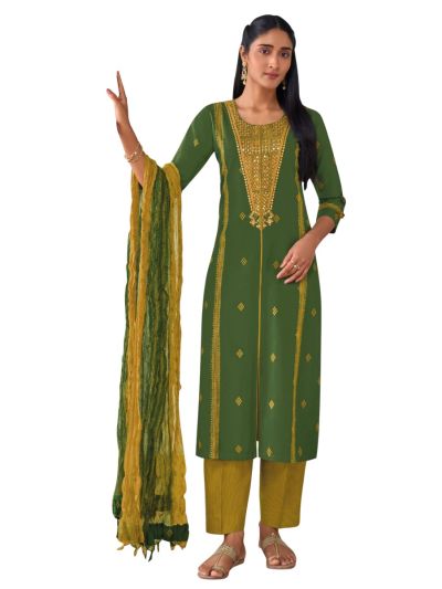 Graceful Muse Readymade Geometric Butta Yoke Embroidered Salwar Kameez