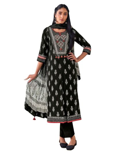 Graceful Muse Readymade Butta Floral Yoke Embroidered Salwar Kameez