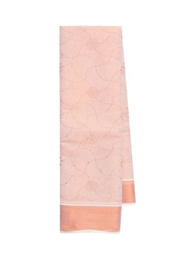 Kerala Cotton Circular Floral Lattice Sequin Embroidered Saree