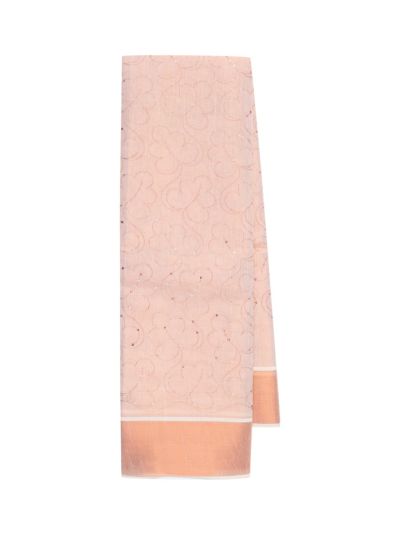 Kerala Cotton Abstract Floral Vine Sequin Embroidered Saree