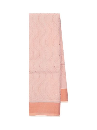 Kerala Cotton Wavy Line Sequin Embroidered Saree