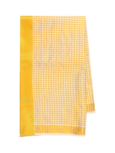 Kerala Cotton Micro Gingham Check Striped Border Saree