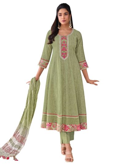 Graceful Muse Readymade Floral Panel Yoke Mirror Embroidered Salwar Kameez