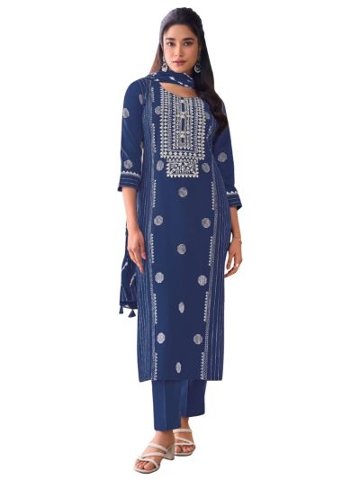 Graceful Muse Readymade Geometric Yoke Embroidered Salwar Kameez