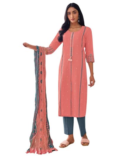 Graceful Muse Readymade Geometric Floral Yoke Embroidered Salwar Kameez