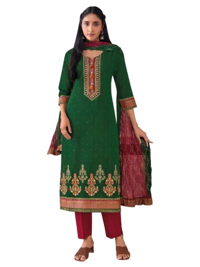 Graceful Muse Readymade Dotted Floral Panel Yoke Embroidered Salwar Kameez