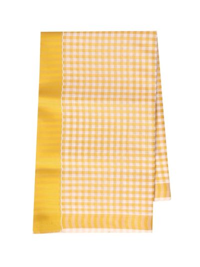 Kerala Cotton Micro Gingham Check Striped Border Saree