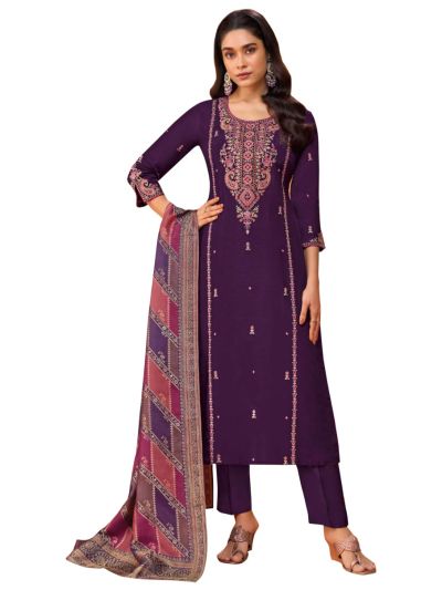Graceful Muse Readymade Paisley Floral Round Neck Embroidered Salwar Kameez
