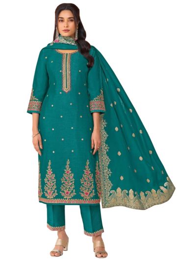 Graceful Muse Readymade Floral Butta Round Neck Embroidered Salwar Kameez