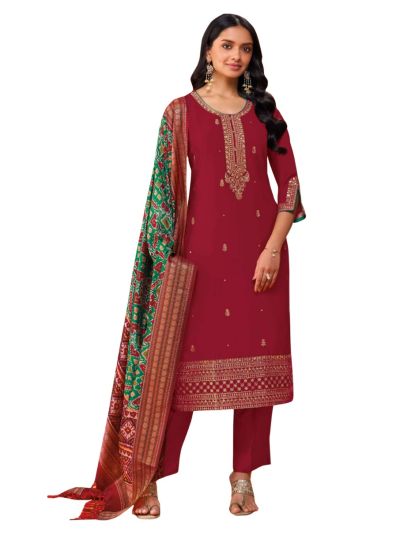 Graceful Muse Readymade Floral Butta Round Neck Embroidered Salwar Kameez