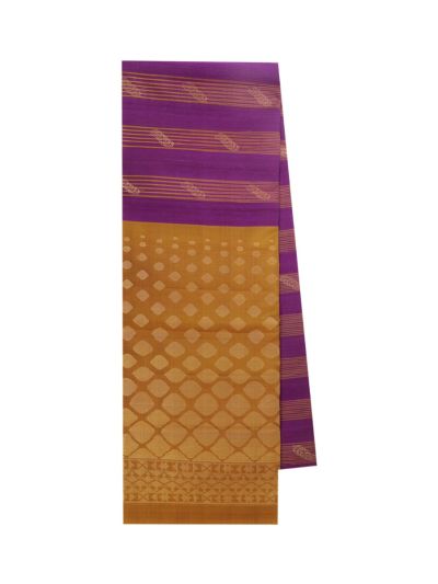 Gracecharm Pure Soft Silk Striped Leaf Butta Diamond Lattice Pallu Saree