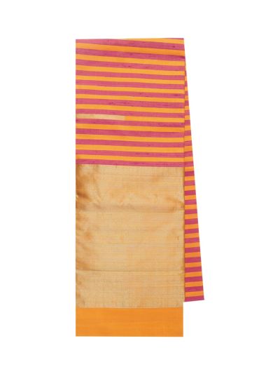 Gracecharm Pure Soft Silk Striped Contrast Zari Pallu Saree