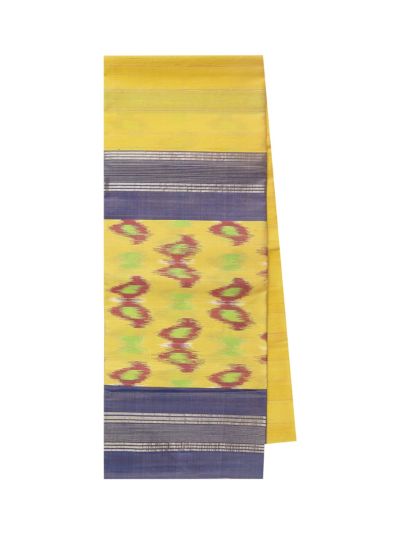 Gracecharm Pure Soft Silk Ikat Oval Zigzag Pallu Saree