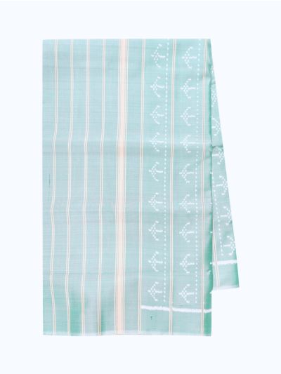 Pochampally Silk Chevron Ikat with Butta Stripe Pallu Saree