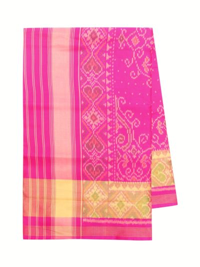 Pochampally Silk Geometric Diamond Ikat with Ornamental Floral Pallu Saree