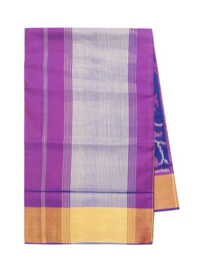 Pochampally Silk Floral Vine Ikat with Fine Stripe Pallu Saree