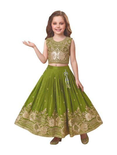 Gracecharm Girls Floral Sequin Embroidered Lehenga Choli Set