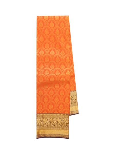 Gracecharm Silk Scallop Floral Jacquard with Diagonal Zari Pallu Saree