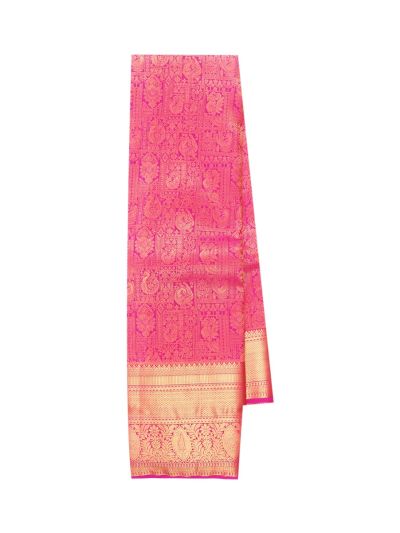 Gracecharm Silk Traditional Floral Jacquard with Butta Zari Pallu Saree