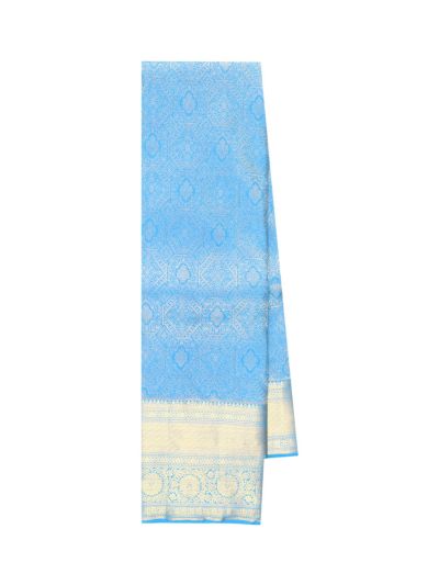 Gracecharm Silk Geometric Floral Jacquard with Butta Zari Pallu Saree