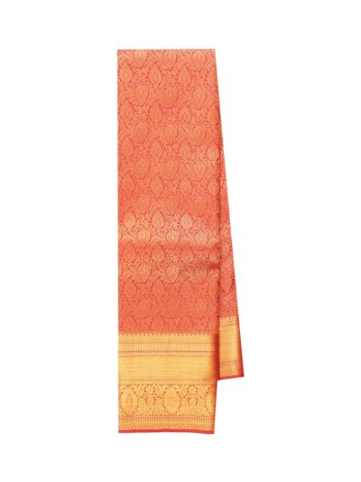 Gracecharm Silk Floral Leaf Jaal with Floral Bud Butta Zari Pallu Saree