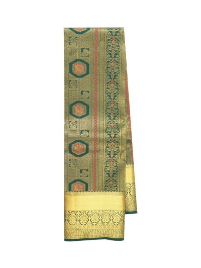 Gracecharm Silk Hexagonal Floral Stripe with Medallion Zari Pallu Saree