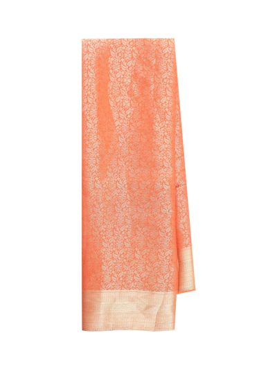 Gracecharm Fancy Chiffon Floral Vine Jaal with Geometric Pallu Saree