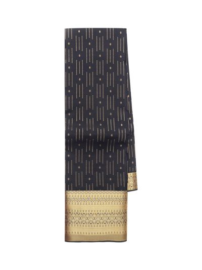 Art Soft Silk Black Dotted Stripe with Diamond Zari Pallu Saree   